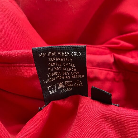 Dennis Basso Women's Red Rain Jacket Size Large Snap Closure Leopard Lining - Picture 8 of 8